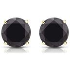 DiamondX  1 Ct Created Black Round Diamond Stud Earrings, 14K Yellow Gold Unisex plated