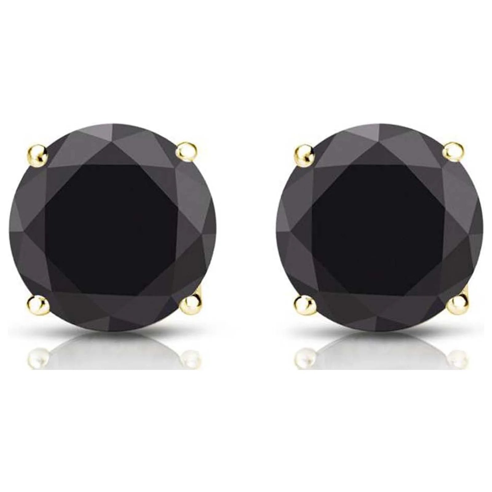 DiamondX  1 Ct Created Black Round Diamond Stud Earrings, 14K Yellow Gold Unisex plated
