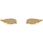 14K Yellow Gold .03 CTW Natural Diamond Angel Wing Earrings