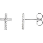 14K White Gold .06 CTW Natural Diamond Cross Earrings