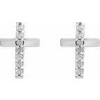 14K White Gold .06 CTW Natural Diamond Cross Earrings