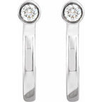 14K White Gold 1/8 CTW Natural Diamond Huggie J-Hoop Earring