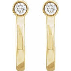 14K Yellow Gold 0.06 CTW Natural Diamond Huggie J-Hoop Earring