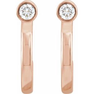 14K Rose Gold 0.06 CTW Natural Diamond Huggie J-Hoop Earring