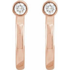 14K Rose Gold 0.06 CTW Natural Diamond Huggie J-Hoop Earring