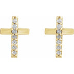 14K Yellow Gold .06 CTW Natural Diamond Cross Earrings