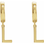 14K Yellow Gold Initial L Hinged Huggie Earring