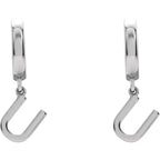 Sterling Silver Initial U Hinged Huggie Earring