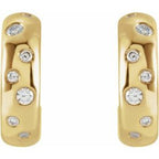 14K Yellow Gold 1/10 CTW Natural Diamond Huggie Earrings