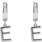Sterling Silver Initial E Hinged Huggie Earring