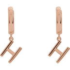 14K Rose Gold Initial H Hinged Huggie Earring