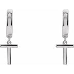 Sterling Silver Initial T Hinged Huggie Earring