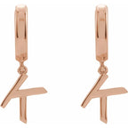 14K Rose Gold Initial K Hinged Huggie Earring