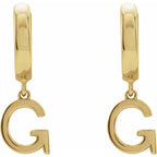 14K Yellow Gold Initial G Hinged Huggie Earring
