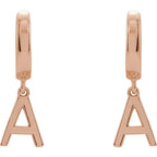 14K Rose Gold Initial A Hinged Huggie Earring