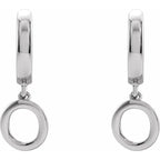 14K White Gold Initial O Hinged Huggie Earring