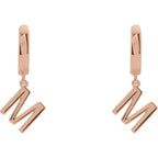 14K Rose Gold Initial M Hinged Huggie Earring