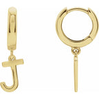 14K Yellow Gold Initial J Hinged Huggie Earring