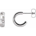 14K White Gold 1/10 CTW Natural Diamond Huggie Earrings