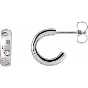 14K White Gold 1/10 CTW Natural Diamond Huggie Earrings