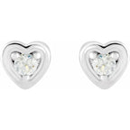 14K White Gold .03 CTW Natural Diamond Youth Heart Earrings