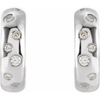 14K White Gold 1/10 CTW Natural Diamond Huggie Earrings