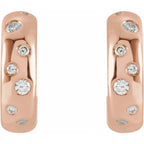 14K Rose Gold 1/10 CTW Natural Diamond Huggie Earrings