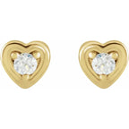 14K Yellow Gold .03 CTW Natural Diamond Youth Heart Earrings