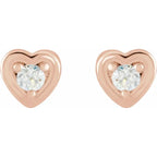 14K Rose Gold .03 CTW Natural Diamond Youth Heart Earrings