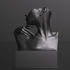 18K Yellow Gold 1ct Created Amethyst CZ Round 18 Inch Necklace and Earrings Set Plated