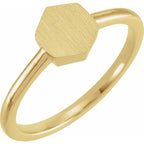 14K Yellow Gold 9.5x8 mm Geometric Signet Ring