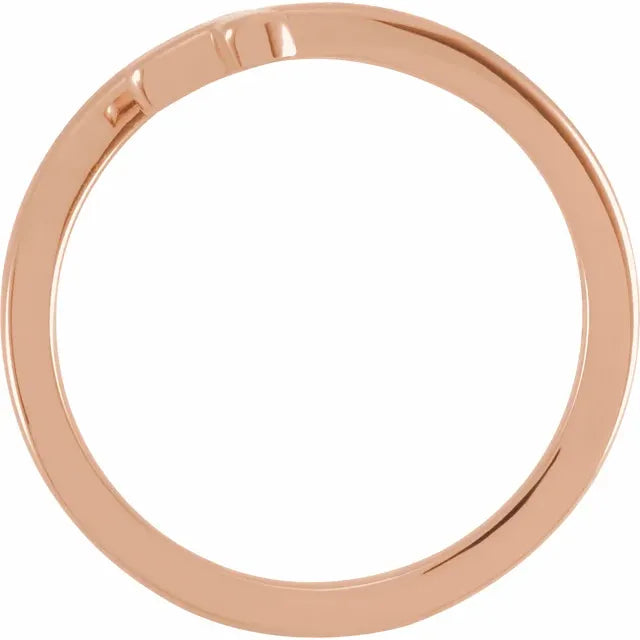 14K Rose Gold Engravable Sideways Cross Ring