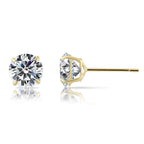 14k Yellow Gold Round CZ Stud Earrings