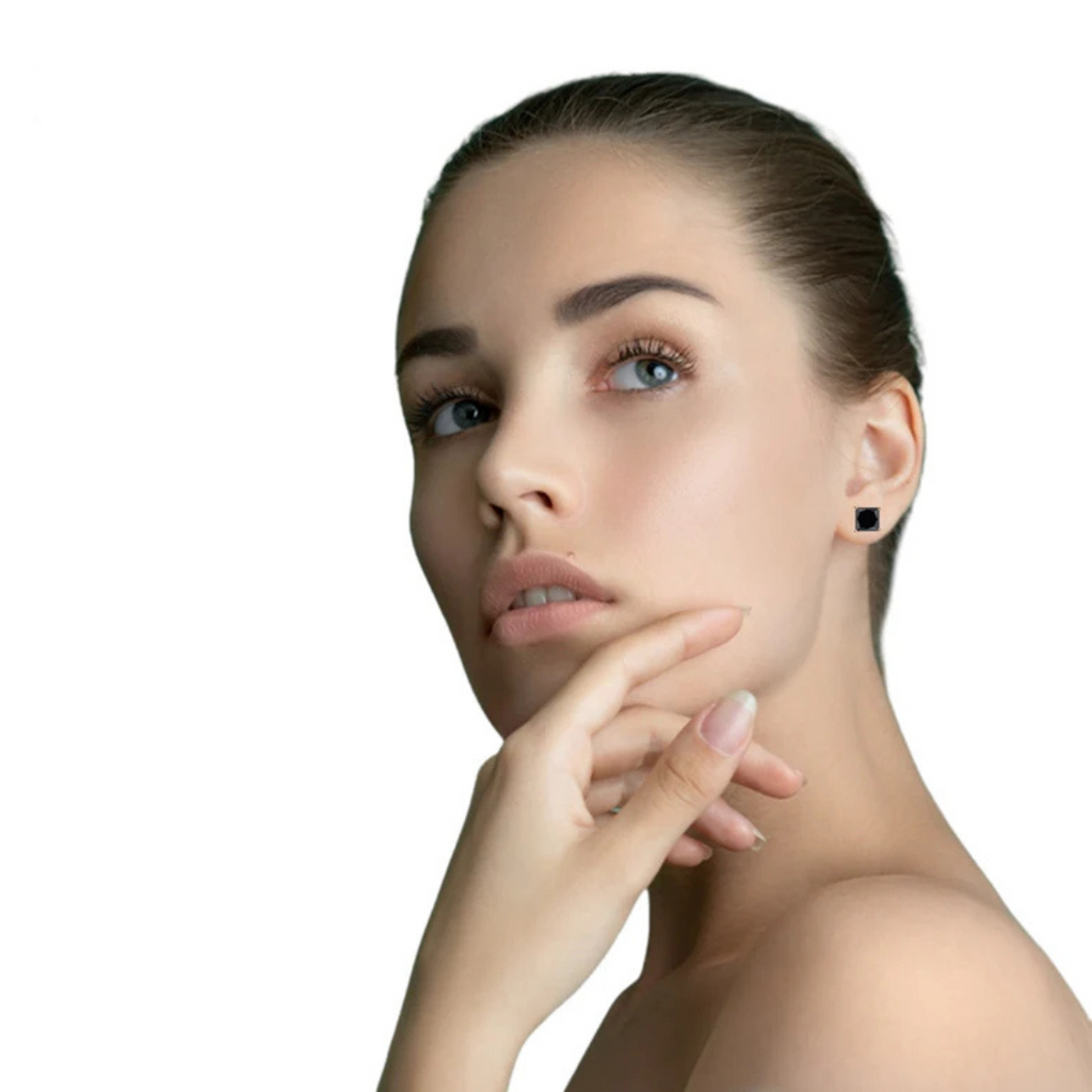 DiamondX 14K Rose Solid Gold Created Black Diamond 1/4Ct, 1/2Ct, 1Ct, 2Ct, 3Ct Round and Princess Stud Earrings 2 Pairs
