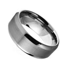 DiamondX 8mm Tungsten Silver Brushed Ring Wedding Band For Men & Women