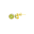 DiamondX 18k Yellow Gold 1 Carat Created Halo Round Sapphire Birthstone Stud Earrings All Colors Plated