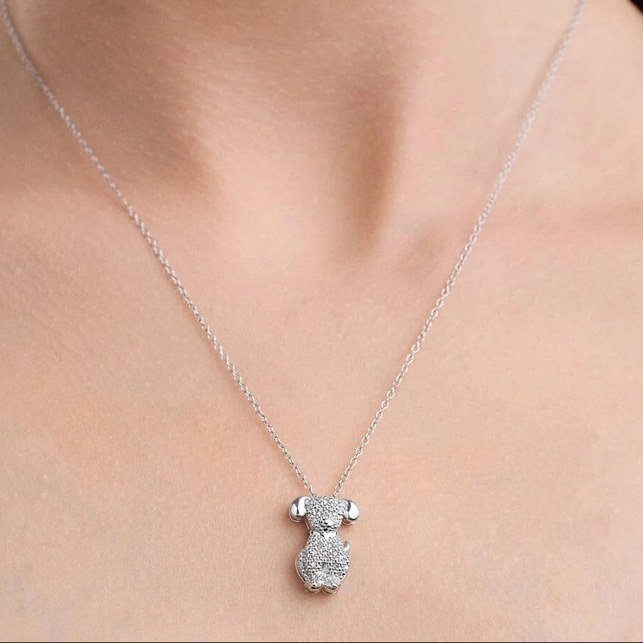 DiamondX 1/10 Carat Diamond Dog Pendant in Sterling Silver - 18