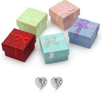 10k White Gold Plated 1 Ct Created Halo Heart White Sapphire CZ Stud Earrings