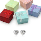 24k White Gold Plated 4 Ct Created Halo Heart White Sapphire CZ Stud Earrings