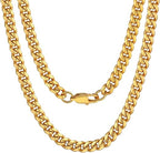 DiamondX 24K Yellow Gold Chain Men Chunky Miami Cuban Chain Necklace, Available in 6/10/mm Width, 18/20/22/24/26/28/30 inch Length, Plated