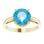 14K Yellow Gold Natural Swiss Blue Topaz Ring