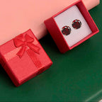 14k Rose Gold Plated 4 Carat Round Created Red Garnet Stud Earrings