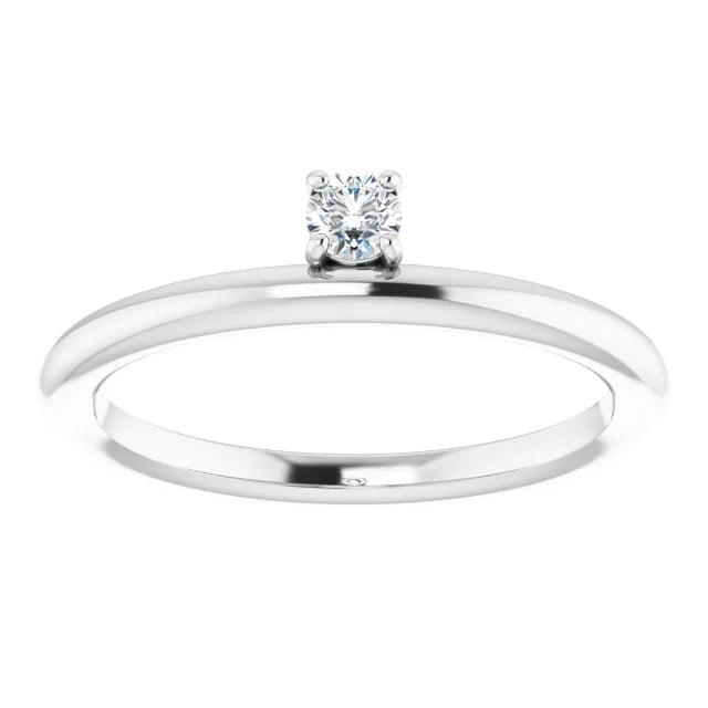 14K White Gold 1/10 CT Diamond Stackable Ring