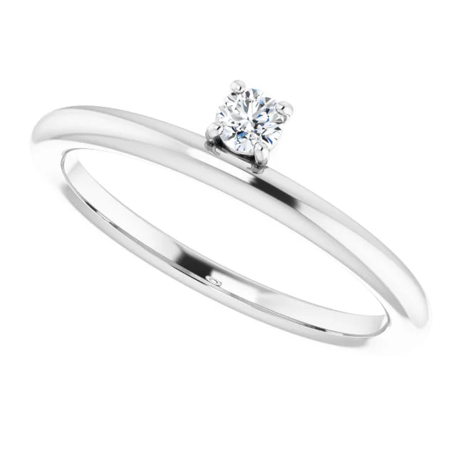 14K White Gold 1/10 CT Diamond Stackable Ring
