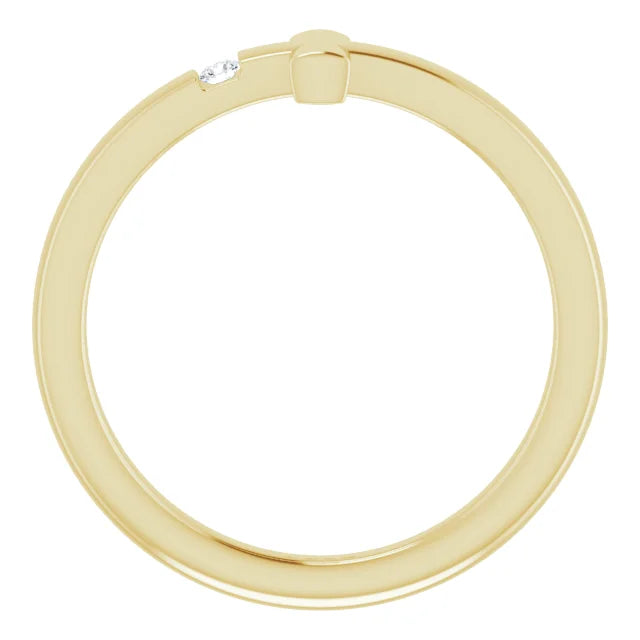 14K Yellow Gold .015 CTW Natural Diamond Youth Sideways Cross Ring