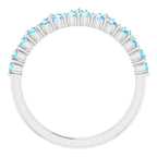 14K White Gold Natural Aquamarine Crown Ring