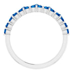 14K White Gold Natural Blue Sapphire Crown Ring