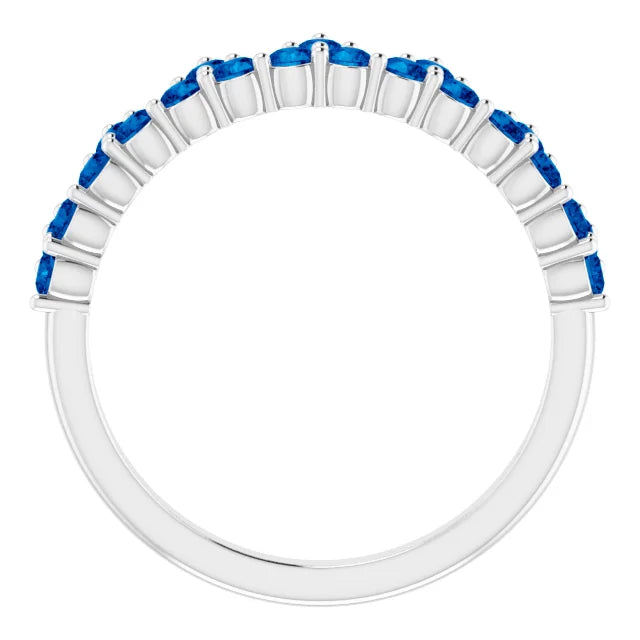 14K White Gold Natural Blue Sapphire Crown Ring