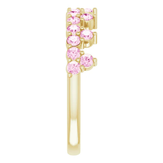 14K Yellow Gold Natural Pink Sapphire Crown Ring
