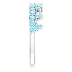 14K White Gold Natural Aquamarine Crown Ring